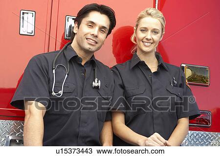 Stock Image - Portrait of two paramedics. Fotosearch