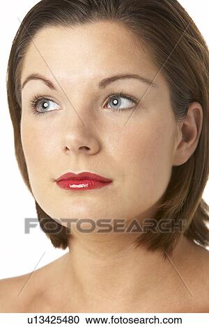 Portrait Of Young Woman With Red Lipstick View Large Photo Image Stock Image - Portrait Of Young Woman With Red Lipstick. Fotosearch