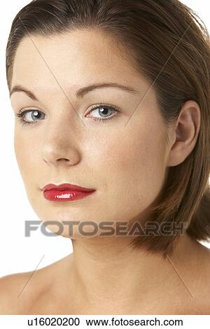 Portrait Of Young Woman With Red Lipstick View Large Photo Image Stock Image - Portrait Of Young Woman With Red Lipstick. Fotosearch