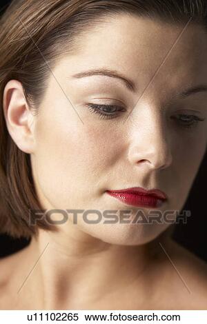 Portrait Of Young Woman With Red Lipstick View Large Photo Image Stock Photography - Portrait Of Young Woman With Red Lipstick. Fotosearch