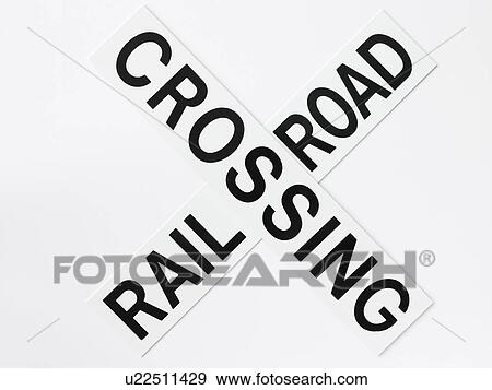 Stock Photo - Rail Road Crossing Road Sign. Fotosearch