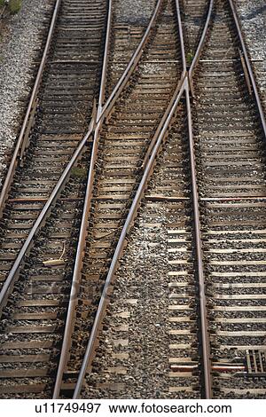 Railway Track Junction View Large Photo Image Stock Photo - Railway Track Junction. Fotosearch