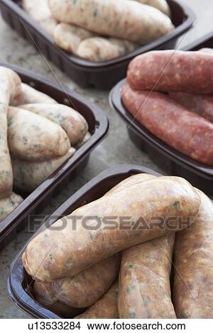 Picture - Raw Sausages. Fotosearch