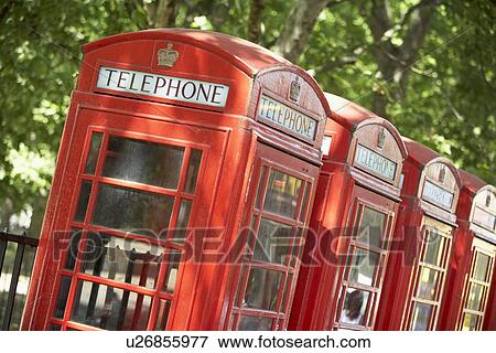 Red Telephone Booths In A Row View Large Photo Image Stock Photo - Red Telephone Booths In A Row. Fotosearch