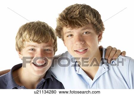 Stock Image - Two Brothers Happy Together. Fotosearch