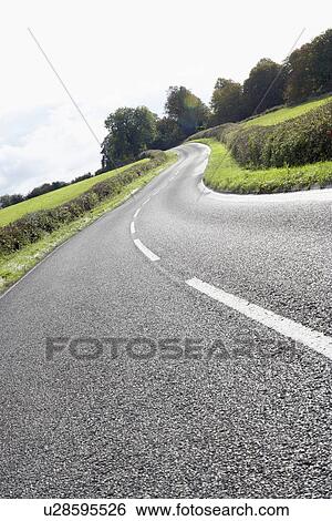 Winding Country Road Edged By Hedges View Large Photo Image Stock Photograph - Winding Country Road Edged By Hedges. Fotosearch