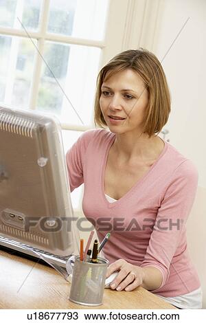 Woman Using Computer View Large Photo Image Stock Image - Woman Using Computer. Fotosearch