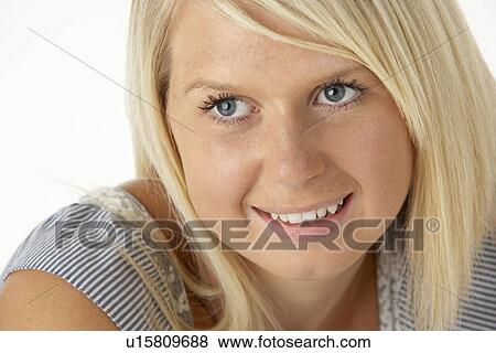 Young Blonde Woman Smiling View Large Photo Image Stock Photo - Young Blonde Woman Smiling. Fotosearch