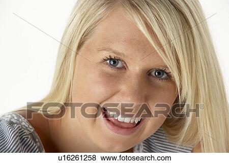 Stock Photo - Young Blonde Woman Smiling. Fotosearch