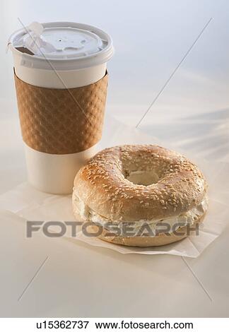 Bagel with coffee View Large Photo Image Stock Photo - Bagel with coffee. Fotosearch