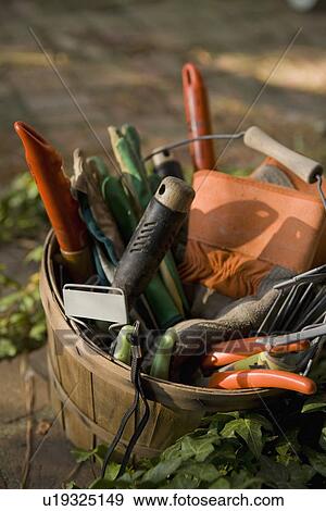 Close-up of bucket of tools View Large Photo Image Stock Photo - Close-up of bucket of tools. Fotosearch