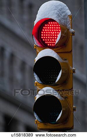 Stock Photo - "Close-up of traffic light, New York City, New York, USA". Fotosearch