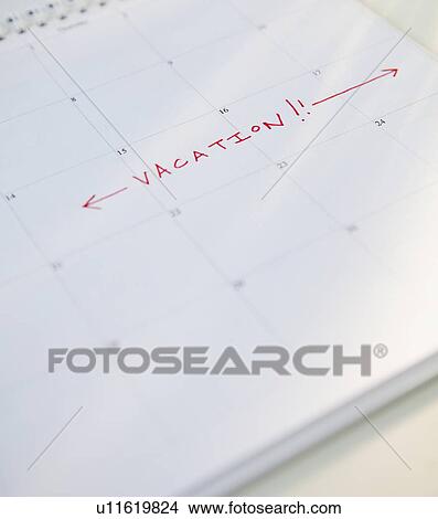 Close-up of vacation written on calendar View Large Photo Image Picture - Close-up of vacation written on calendar. Fotosearch