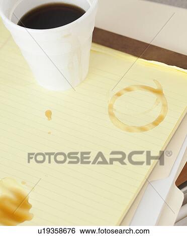 Coffee stain on notebook View Large Photo Image Stock Photograph - Coffee stain on notebook. Fotosearch