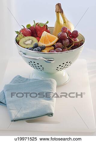 Stock Photography - Colander with fruits. Fotosearch