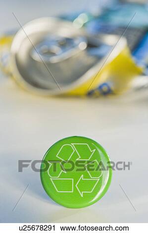 "Recycling sign with crushed can, studio shot" View Large Photo Image Stock Image - "Recycling sign with crushed can, studio shot". Fotosearch