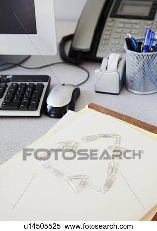 Recycling symbol made of paper clips View Large Photo Image Stock Photography - Recycling symbol made of paper clips. Fotosearch
