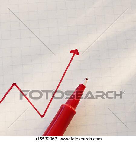 Red line graph with pen View Large Photo Image Stock Image - Red line graph with pen. Fotosearch