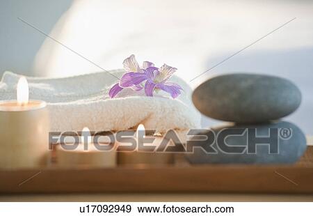 Rocks and candles on tray View Large Photo Image Stock Photo - Rocks and candles on tray. Fotosearch