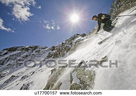 Stock Photo - "Skier skiing on snow, Aspen, Colorado, USA ". Fotosearch