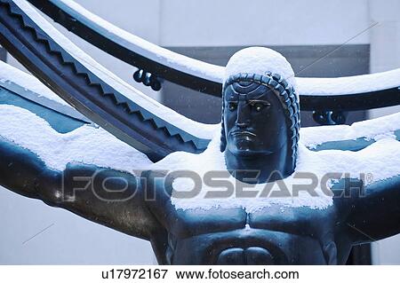 Stock Photo - "Statue of Atlas at Rockefeller Center in winter, Manhattan, New York City, New York, USA". Fotosearch