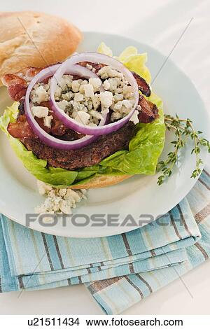 Picture - Studio shot of hamburger. Fotosearch