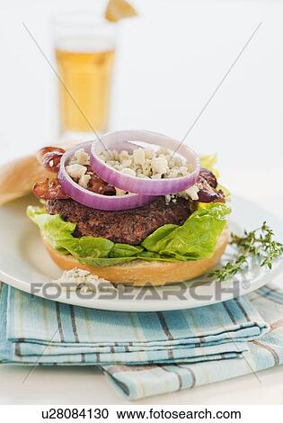 Stock Image - Studio shot of hamburger. Fotosearch