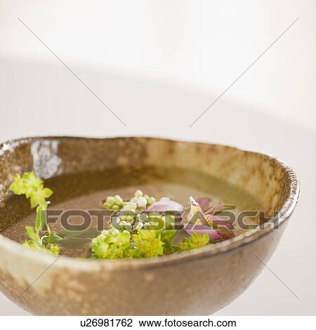 Stock Image - Woman holding aromatherapy bowl. Fotosearch