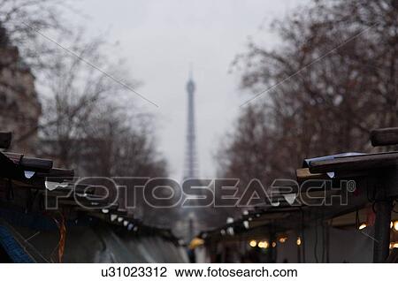 Stock Image - Eiffel Tower on a gray day. Fotosearch