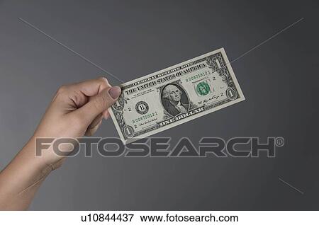 Female hand holding a Dollar note View Large Photo Image Stock Photo - Female hand holding a Dollar note. Fotosearch