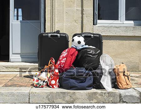 Luggage on door step View Large Photo Image Picture - Luggage on door step. Fotosearch