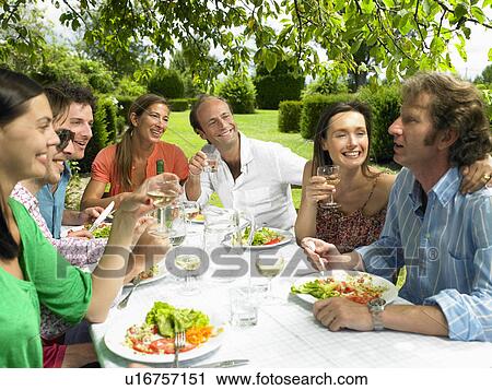 Stock Image - Lunch in the garden. Fotosearch