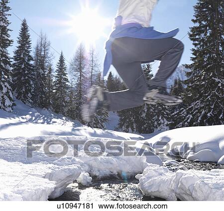 Man jumping across stream View Large Photo Image Stock Image - Man jumping across stream. Fotosearch