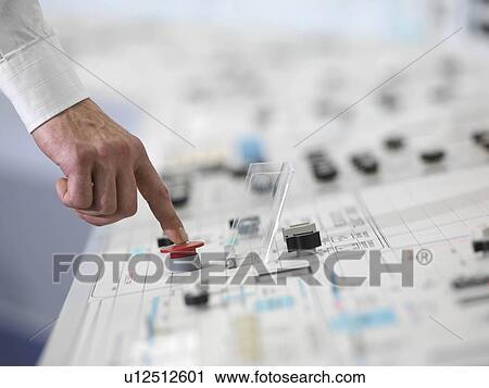 Operator pushing red button View Large Photo Image Stock Image - Operator pushing red button. Fotosearch