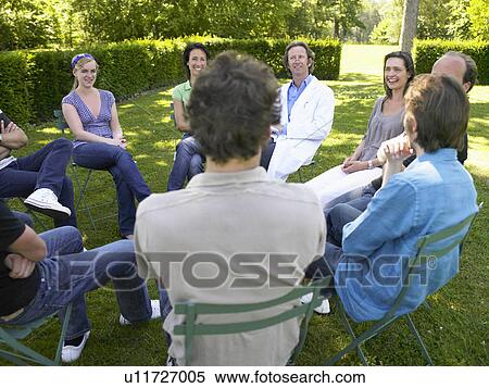 Stock Photography - "People in rehab, outdoors". Fotosearch
