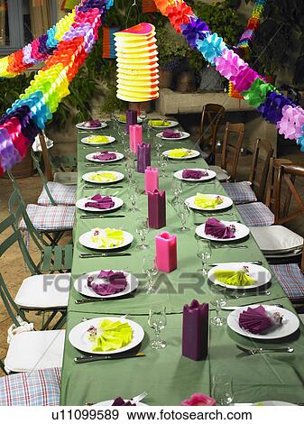 Table set with decorations View Large Photo Image Stock Photo - Table set with decorations. Fotosearch