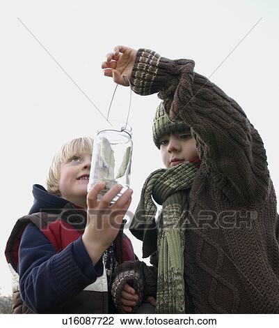 Young boys inspecting jar of insects View Large Photo Image Stock Image - Young boys inspecting jar of insects. Fotosearch