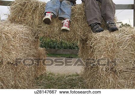 Young boys sitting on hay bales View Large Photo Image Stock Photo - Young boys sitting on hay bales. Fotosearch