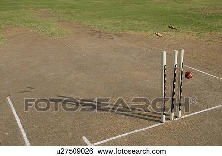 Cricket ball striking stumps View Large Photo Image Stock Photograph - Cricket ball striking stumps. Fotosearch