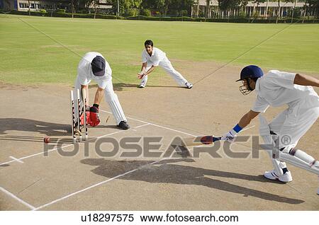 Stock Photography - Cricketers in action. Fotosearch