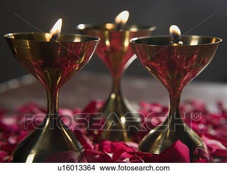 Picture - Decorated diyas. Fotosearch