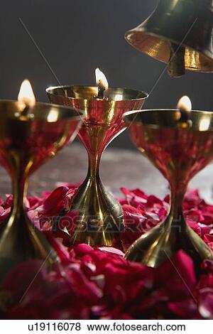 Stock Photo - Decorated diyas. Fotosearch