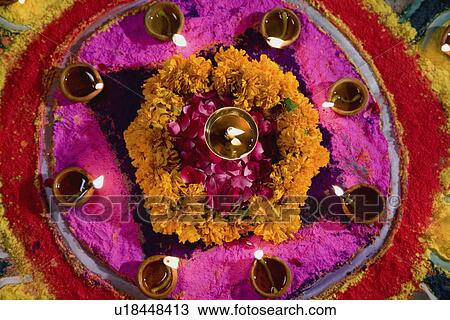 Diya with Rangoli View Large Photo Image Stock Image - Diya with Rangoli. Fotosearch