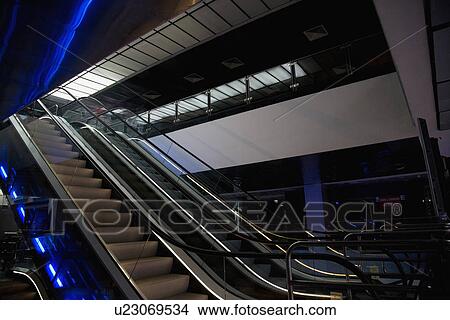 Picture - Escalators in mall. Fotosearch