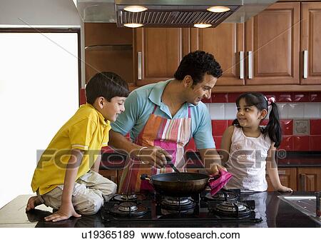 Stock Photo - Father with children. Fotosearch