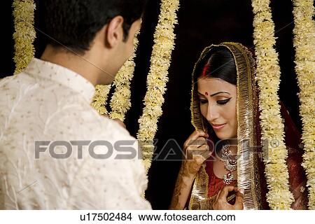 Picture - Indian bride and groom. Fotosearch