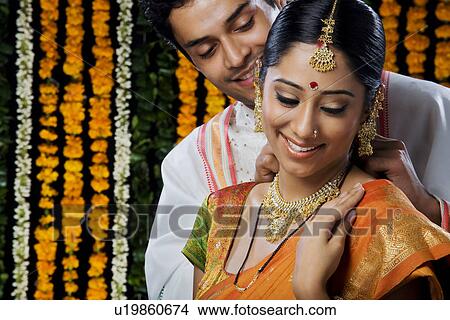Picture - Indian bride and groom. Fotosearch