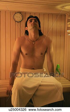 Stock Photograph - Man in sauna. Fotosearch