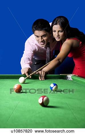 Man teaching woman pool View Large Photo Image Stock Image - Man teaching woman pool. Fotosearch