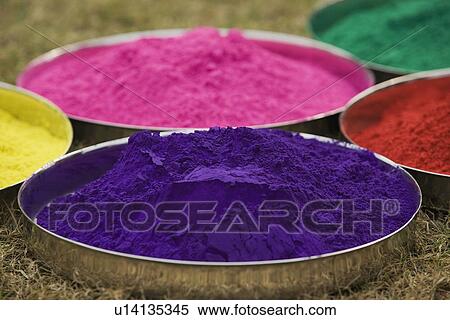 Stock Photography - Plates of gulal. Fotosearch